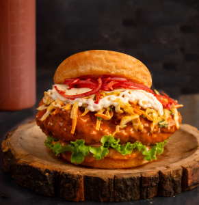 KOREAN BUFFALO SAUCE CHICKEN BURGER